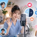 女性配信者が日々のライブ、ラジオ、新しい視聴者、応援ランク、ファミリーを一つの活動として続けている