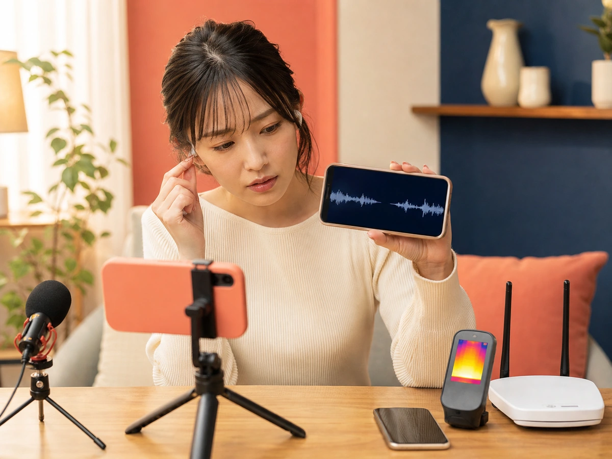 別端末で音の途切れを聞き端末温度とWi-Fiを分けて確認する配信者