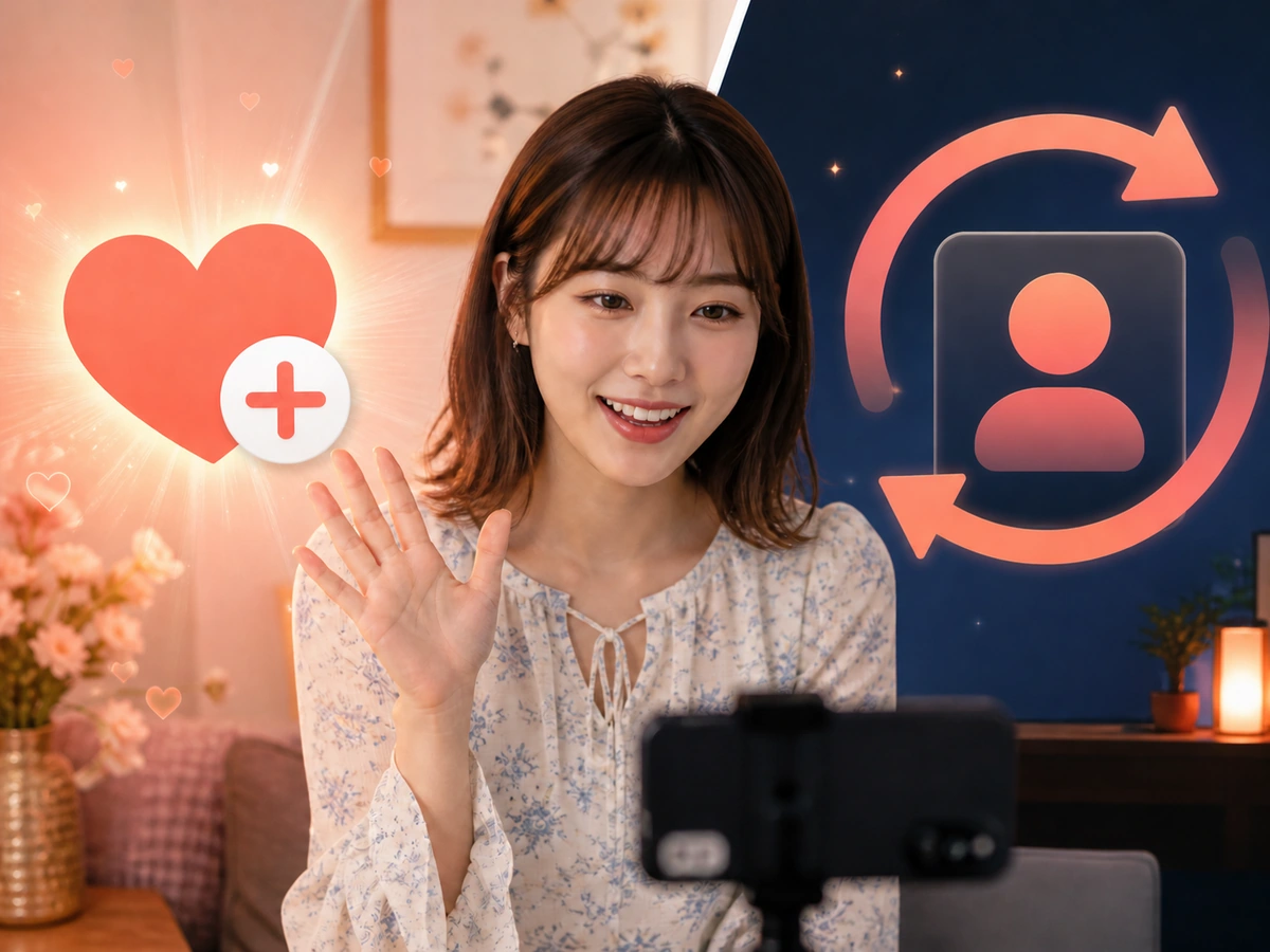 再訪した視聴者へ久しぶりと挨拶しフォロー表示にもお礼を返す女性配信者