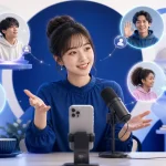 一人との会話を複数の視聴者へつなぐ女性配信者