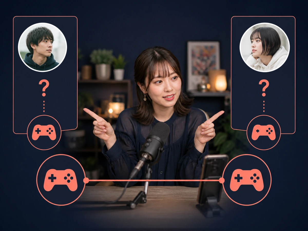 二人の視聴者が同じゲームを遊ぶと分かり共通点を伝える女性配信者