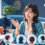 公開の配信で複数の視聴者と会話する女性配信者