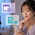 配信予定を変更して投稿を用意する女性