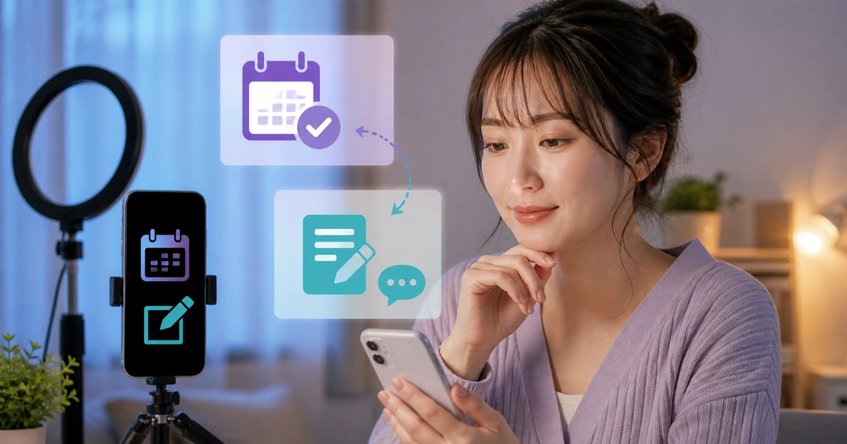 配信予定を変更して投稿を用意する女性