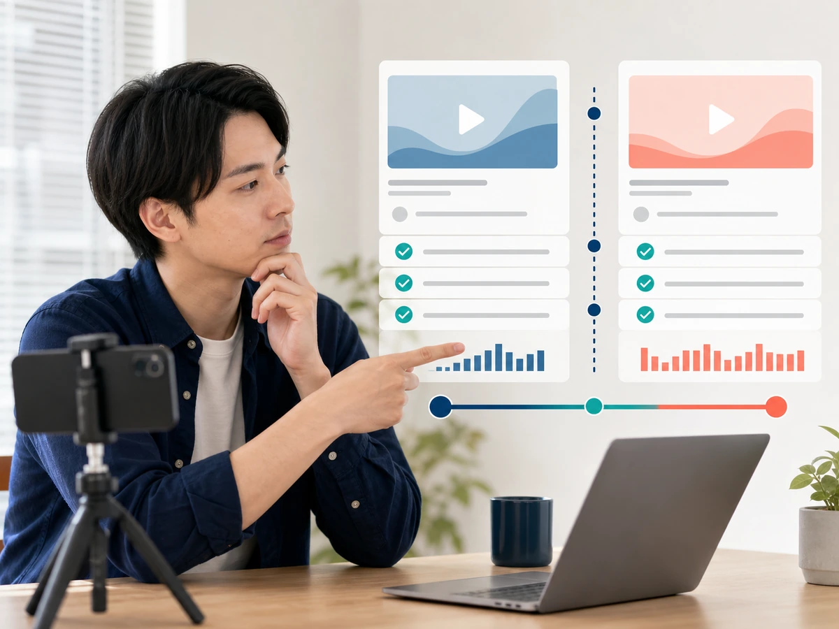 配信者が視聴時間と配信条件を並べて見る場面