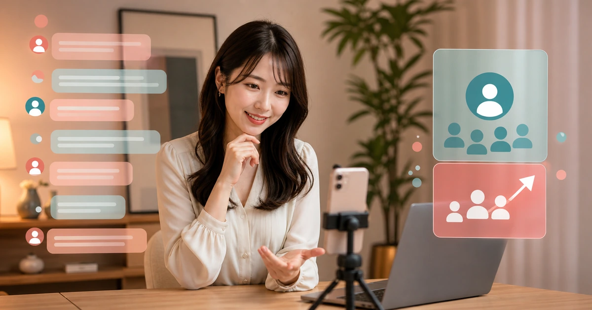 コメントと新しいフォローを別々に見る女性