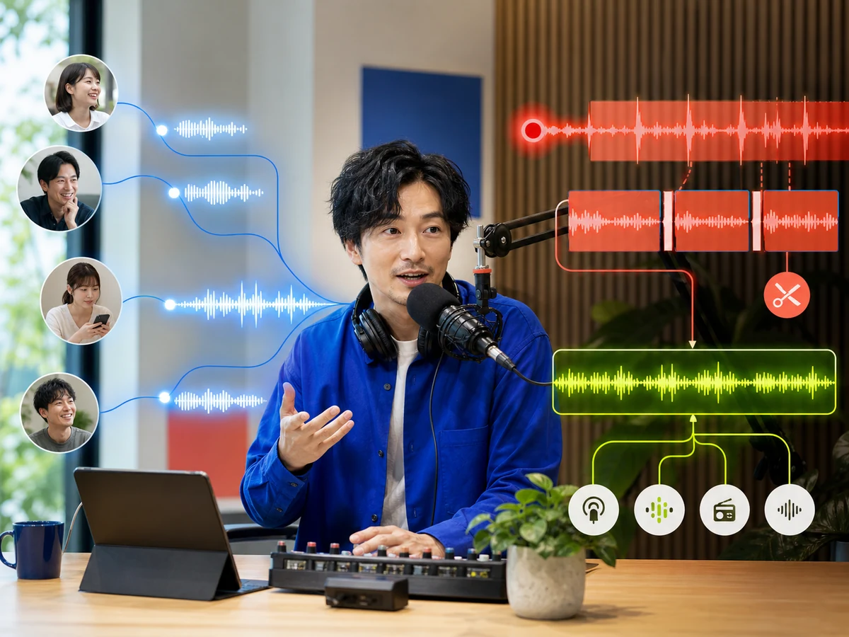 ライブと収録を使い分けて音声番組を届ける日本人配信者