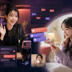 成人のタレントとファン、共同カレンダー、LIVEのカード、動画リプライ、月額ファンダムチャットを示すRepliveの全体像