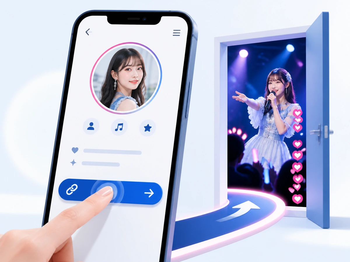 女性配信者のInstagram投稿からプロフィールを経由してライブ配信へ進む流れ