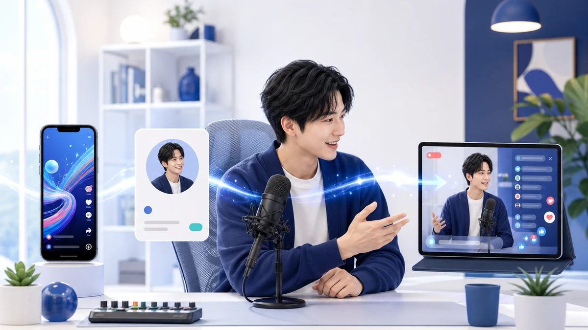 TikTokの短い動画から成人男性配信者のライブ配信へつながる様子