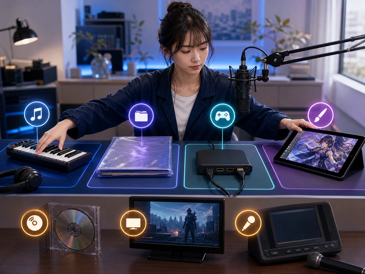 音楽、映像、ゲーム、イラストの利用条件を素材ごとに確かめる成人女性