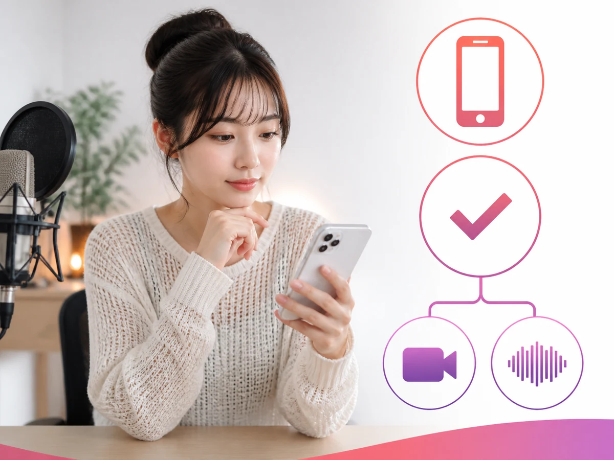 iPhoneでColorSingの配信準備をするLシンガー