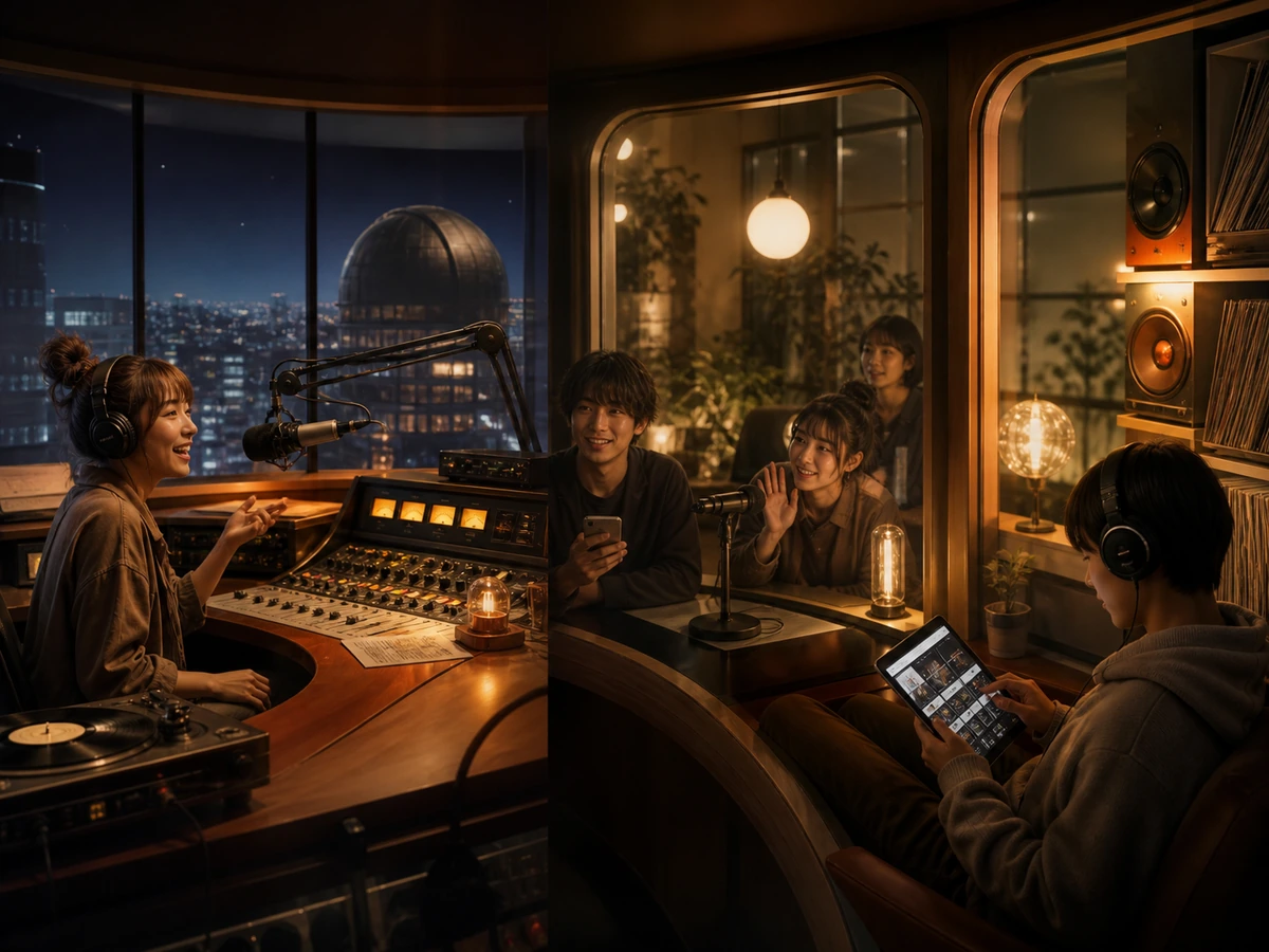 Stationheadで音楽を同期しながらホストとリスナーが交流する場面