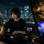 Mixcloud Live（ミックスクラウドライブ）の特徴と始め方を場面で説明する画像