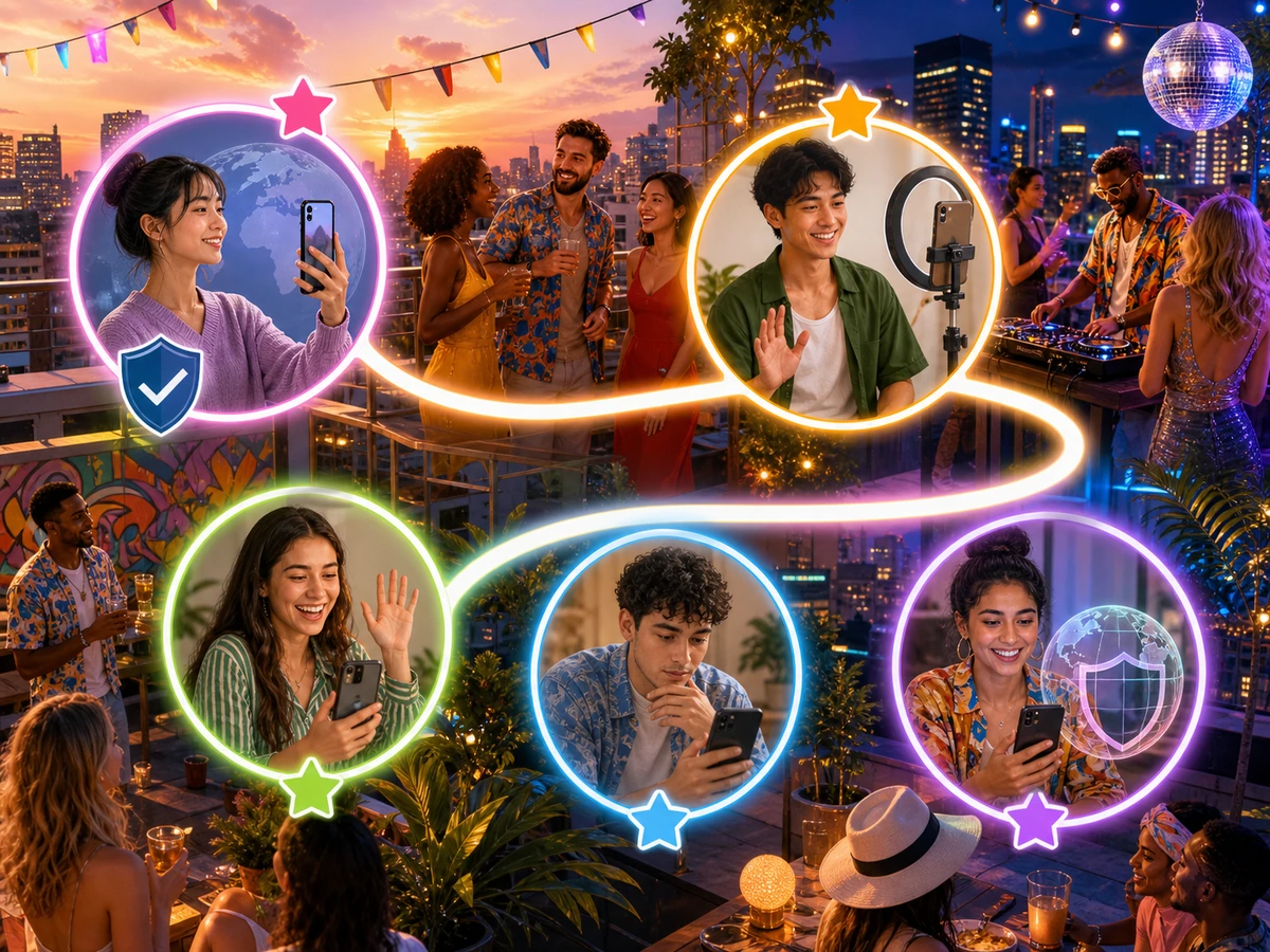 GOGOLIVEで世界のクリエイターを発見し、ライブを視聴してフォローする流れ