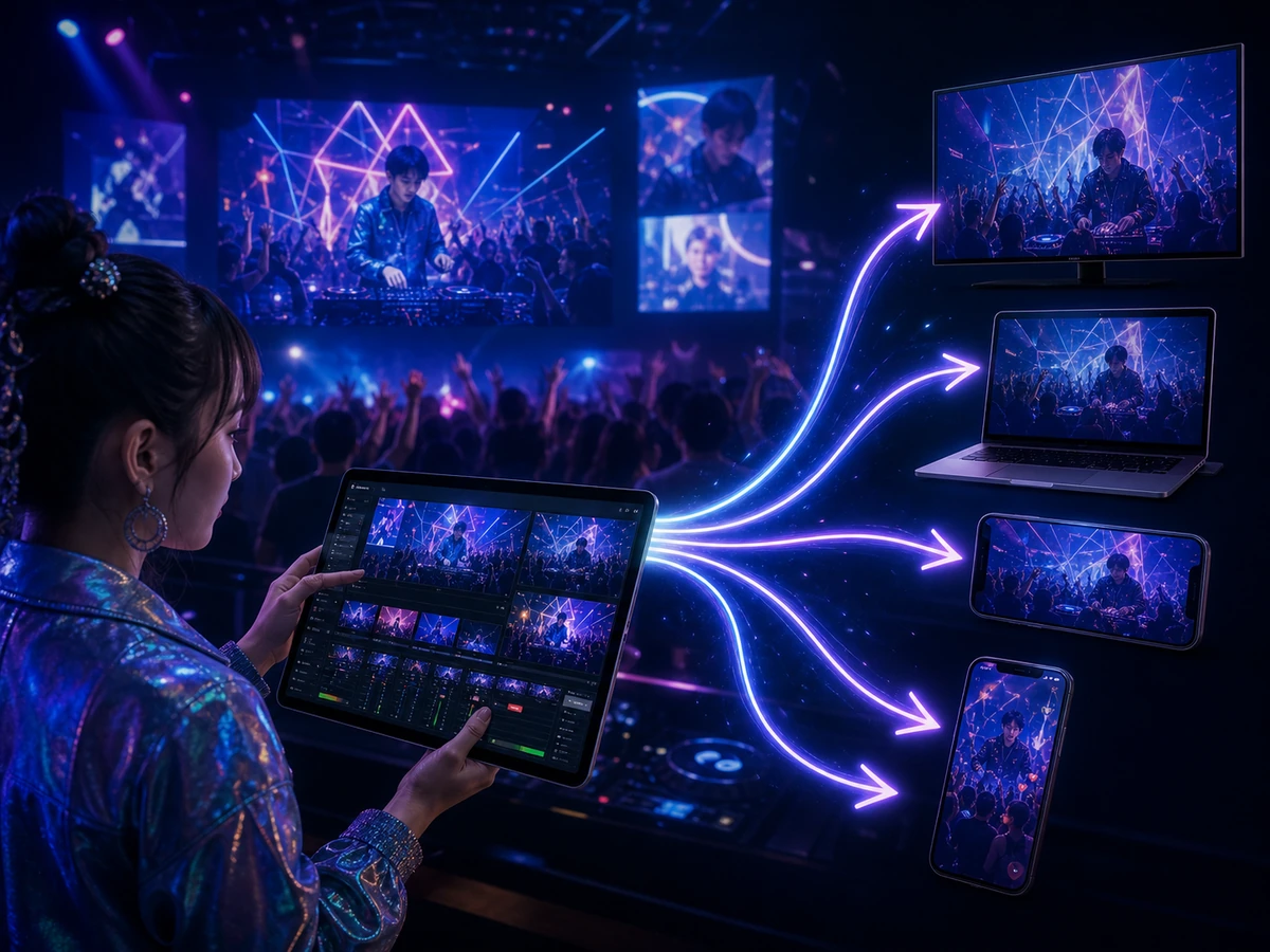 PRISM Live Studioで一つの映像を制作し、複数の配信先へ送る成人オペレーター