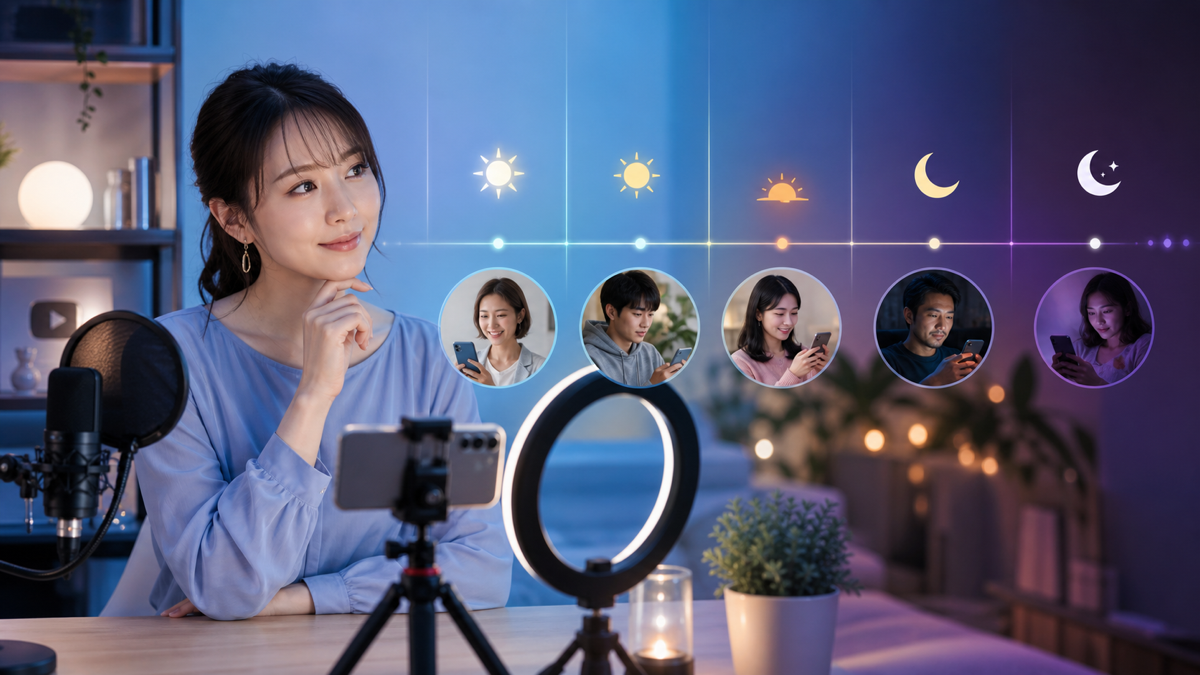 成人配信者が自分に合う配信時間帯を考える様子