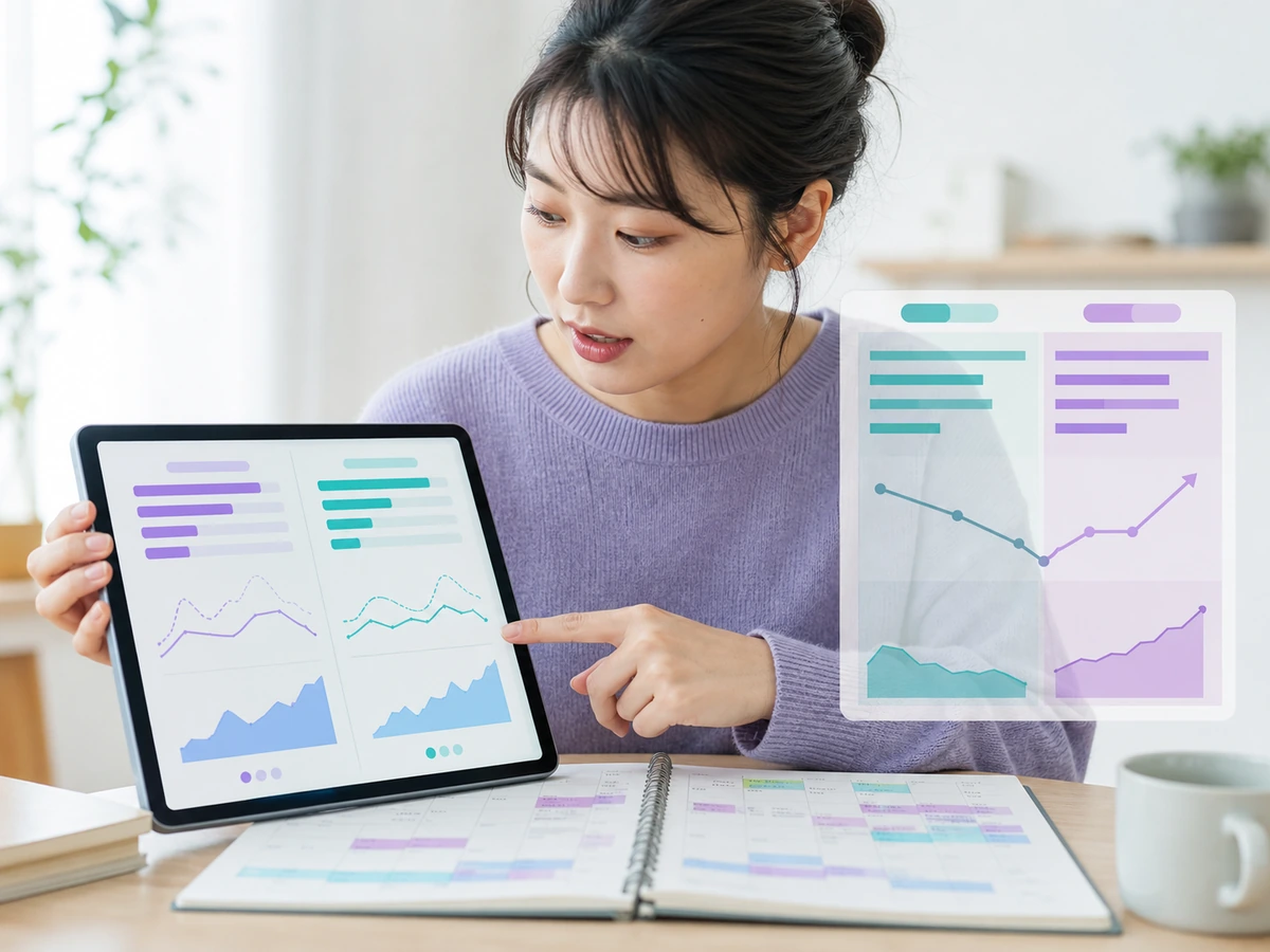 ライバーが良かった月と現在の配信記録を同じ項目で比べている様子