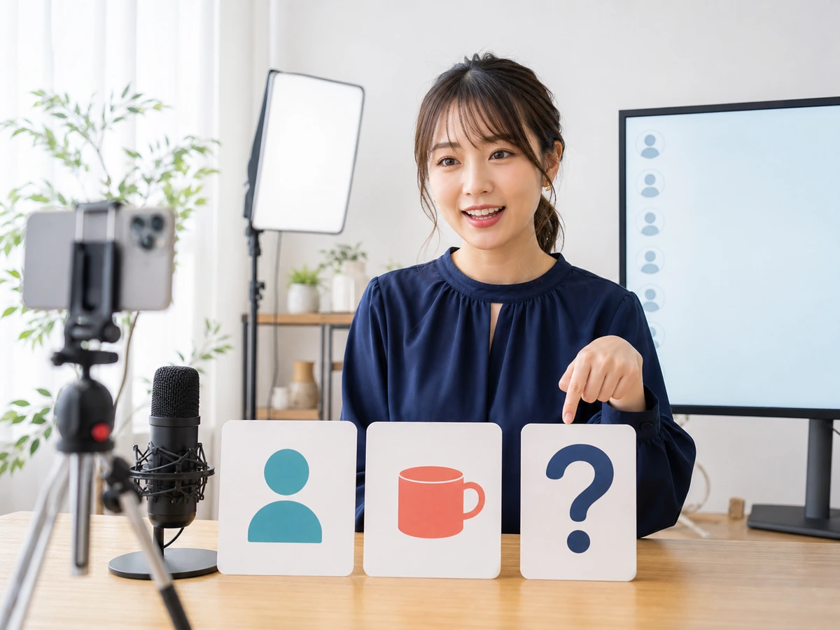 コメントが少ない配信で女性配信者が短い自己紹介へ戻り、視聴者へ一つの質問をしている