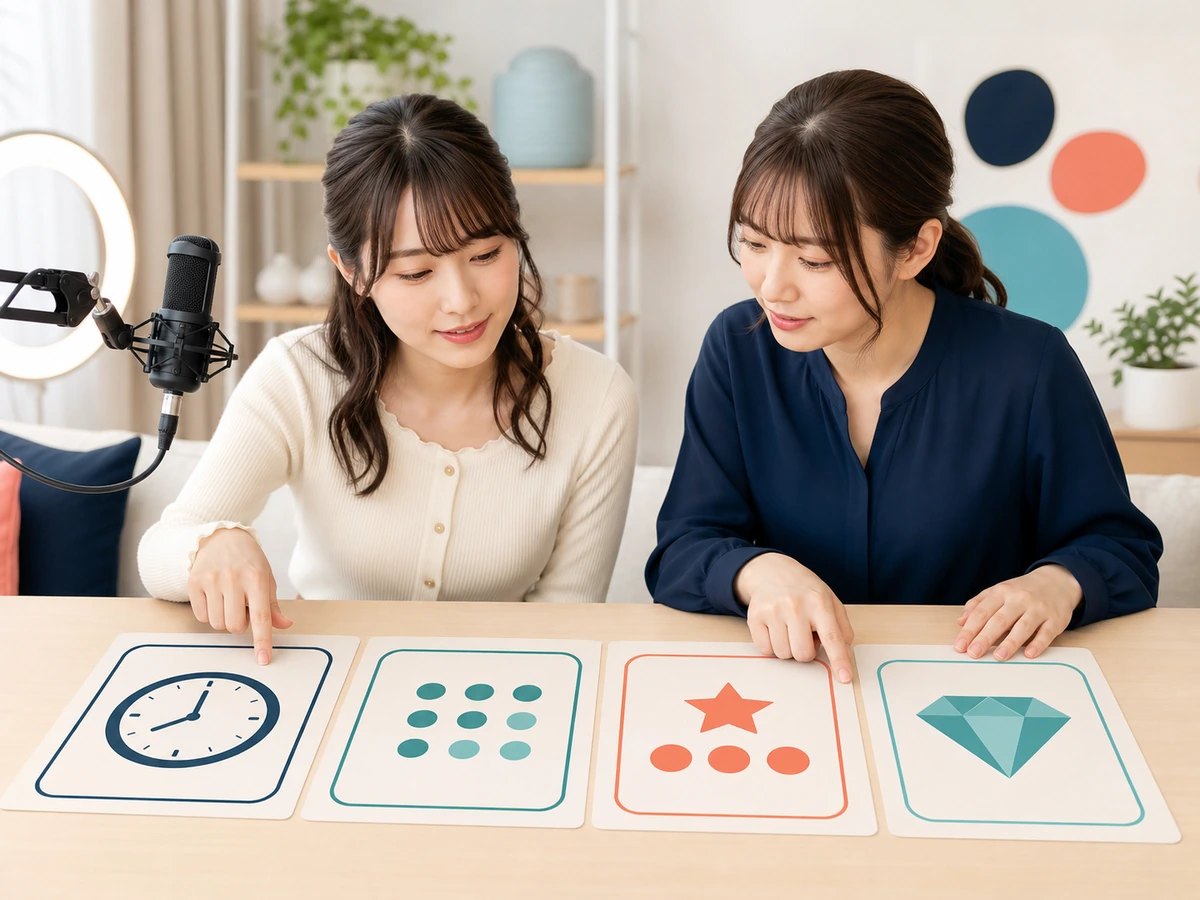 女性配信者と担当者が配信時間、配信日数、ポイント、ダイヤを異なる列として記録表へ並べている