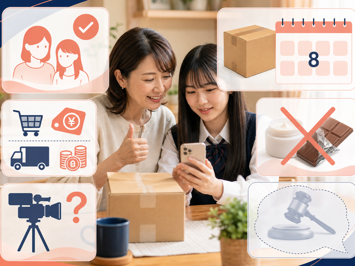 キャスライブの保護者同意、価格と送料、8日以内の返品、返品対象外、未提供のオークションと配信機能を見る親子